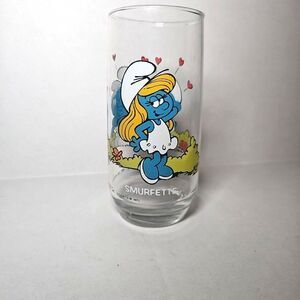 Vintage Smurfette Collectible Drinking Glass 1983 Peyo Wallace Berrie